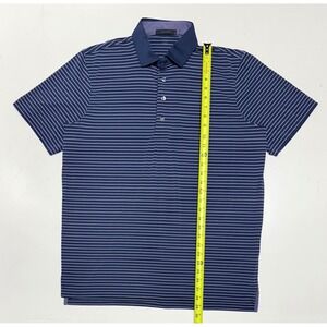 GREYSON Mens Navy Blue White Stripe Short Sleeve Polo‎ Shirt Size L Golf